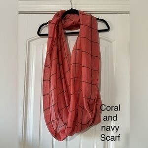 Coral and Navy scarf